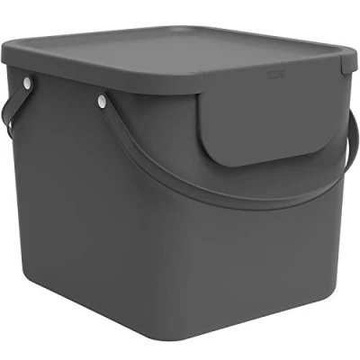 Immagine di Rotho Albula Sistema di Separazione dei Rifiuti per la Cucina, Plastica (PP) senza BPA, Grigio (Antracite), 40 L, 40.0 x 35.8 34.0 cm