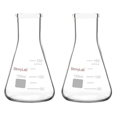 Immagine di StonyLab 2 Pezzi Boccette di Erlenmeyer a Bocca Stretta 150ml con Bordo Resistente Narrow Mouth Flasks