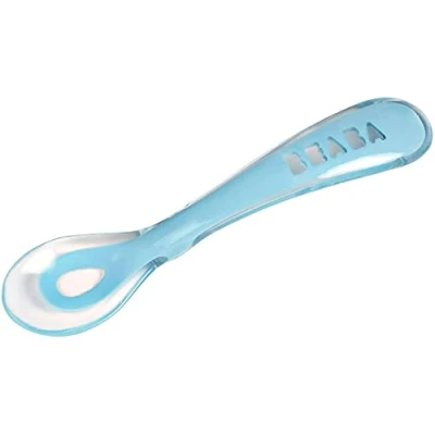 Immagine di BÉABA Cucchiaio in Silicone per Neonati e Bambini, Set da 4, Cucchiaino Bebé lo Svezzamento, 2a Infanzia, Flessibile, Punta Arrotondata, Manico Ergonomico, Blu