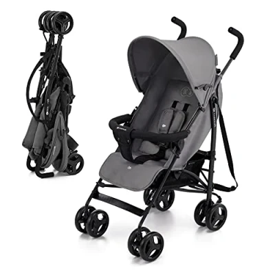 Immagine di Kinderkraft TIK Passeggino Leggero, Solo 6,5 Kg, a ombrello Da Viaggio, Facile Piegare, Schienale Regolabile In Posizione Sdraiata, Copertura Antipioggia, Grigio