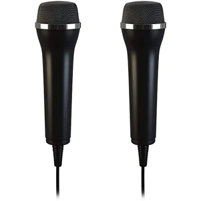 Immagine di Lioncast 2x Microfono USB Universale per Computer, Karaoke e Gaming; Compatibile con Wii, PS3, PS4, Xbox One &amp; Giochi PC come Guitar Hero, Rock Star, etc.; Cavo da 2.95m Nero