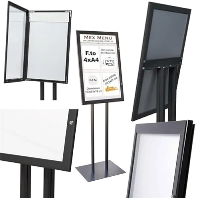 Immagine di BACHECA ESPOSITORE PORTA MENU DA PAVIMENTO PER ESTERNO FORMATO 4XA4 LOCANDA BAR