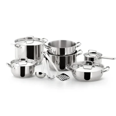 Immagine di Lagostina Set di Pentole Induzione, Gas e Forno in Acciaio Inox 18/10, 13 Pezzi, Fondo Lagoseal Plus Triplo Strato, Batteria con 4 Casseruole, 2 Pentole, Coperchi, 3 Utensili Cucina