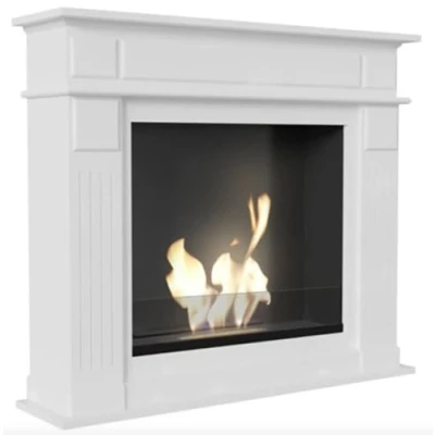 Immagine di KRATKI November Caminetto a portale bioetanolo Autoportante Alloggiamento in MDF Inserto acciaio Vetrificazione Biocontenitore 0,75 l Certificato TÜV 101 x 115 cm Bianco