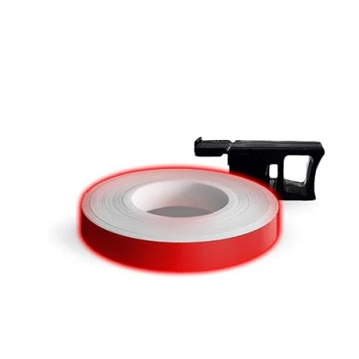 Immagine di 4R Quattroerre.it, Strisce Adesive Rifrangenti, Ideali per Personalizzare i Cerchi della Moto, Migliorano la Visibilità, Con Applicatore, Durature e Resistenti, Colore Rosso, 7 millimetri x 6 metri