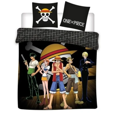Immagine di Aymax Parure da letto matrimoniale One Piece 2 persone, copripiumino nero reversibile 240 x 220 cm + federe 65 cm, in policotone