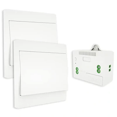 Immagine di RF433 Interruttore wireless Nessuna batteria telecomando per applique da parete Autoalimentato Nessun cablaggio necessario Trasmettitore pannello a (kit 2 vie)