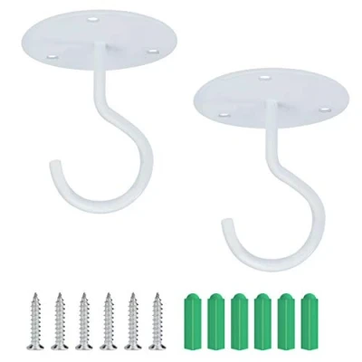 Immagine di MaoXinTek Gancio da Parete, Ganci a Soffitto Montaggio Staffa Metallico Ferro Supporto Parete Appendere per Lanterne, Piante, Uccelli, Fioriere, Campanelli Eolici (Bianca)