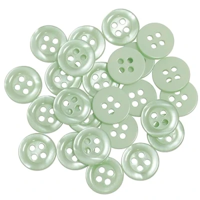 Immagine di AERZETIX C67926 Set di 25 Bottoni per cucire rotondi Ø11.5x2mm a 4 fori 18L L18 con bordo colore verde chiaro in plastica apertura 1.8mm moda merceria cucito abbigliamento decorazione