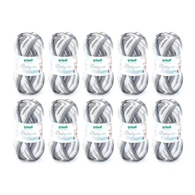 Immagine di Gründl Baby color (filati per maglieria e uncinetto, 70% poliacrilico 30% poliammide, 50 g / 150 m, spessore del ferro: 3,5 4,5, 10 x g), beigebraun grigio bianco marrone rehbraun multicolore