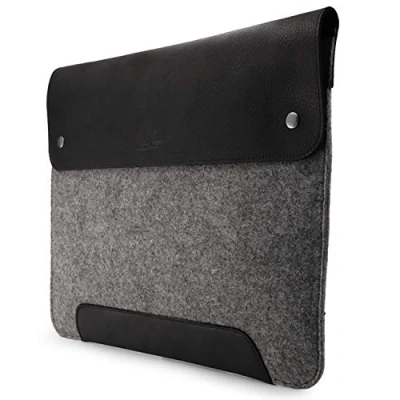 Immagine di MegaGear Custodia in vera pelle e pile per MacBook Pro Air, 14 13 pollici (M2, M2 Pro, Max, M1) 13.3 iPad 12.9 Modelli 2020 2023, Grigio