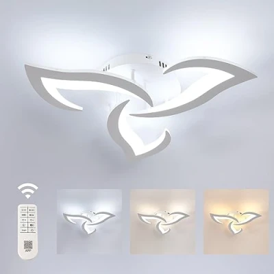 Immagine di Comely Plafoniera LED Dimmerabile, Lampada da Soffitto Moderna in Acrilico 35W 3937LM, 3000K 6500K, Apparecchio di Illuminazione a con Telecomando per Soggiorno Camera Letto, 58cm