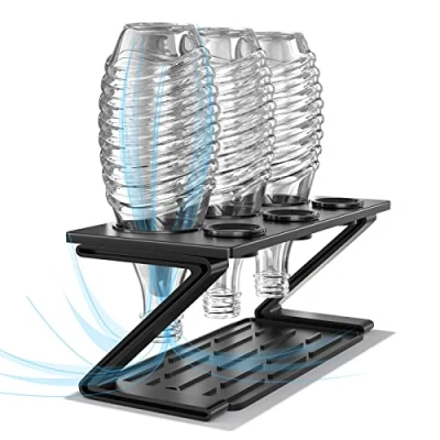 Immagine di Newaner Supporto flash per Sodastream, 3 scolapiatti con vaschetta raccogligocce rimovibile e porta coperchio, bottiglie Soda Stream Crystal ed Emil, rifiutarsi di graffiare (nero)