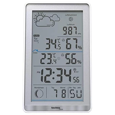 Immagine di Stazione meteorologica wireless WS9218 con trasmettitore esterno TX106 TH, temperatura interna, esterna, umidità, pressione atmosferica, previsioni