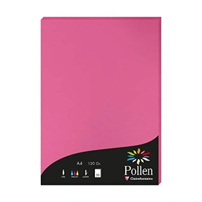 Immagine di Clairefontaine 4221C Astuccio da 50 fogli Formato A4 (21x29,7cm) 120g/m² Colore fucsia Inviti Eventi e corrispondenza Gamma Pollen Carta Premium Liscia