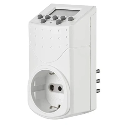 Immagine di Electraline 58112 Programmatore Timer Digitale, Programmi Settimanali e Giornalieri, Spina Italiana piccola 10 A, Presa Schuko + 10A, Bianco