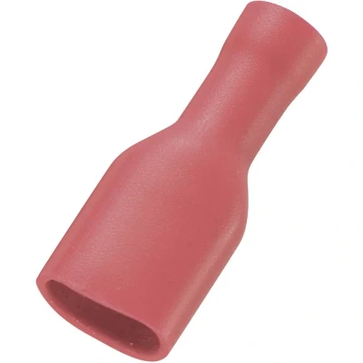 Immagine di TRU COMPONENTS 737698 Presa piatta Larghezza spina: 6.35 mm Spessore 0.8 180 Completamente isolato Rosso 50 pz.