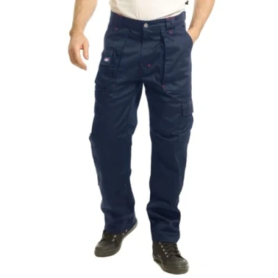 Immagine di Lee Cooper LCPNT206 Abbigliamento da lavoro Uomo Tasche multiple di facile manutenzione per ginocchiere sicurezza Pantaloni cargo lavoro, Blu Navy, 32W / 31L