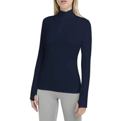 Immagine di TCA Fusion Quickdry Maglia da Corsa A Manica Lunga Donna con Colletto e Mezza Zip Blu Scuro, S