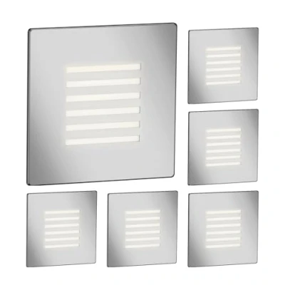 Immagine di ledscom.de 6 LED luce per scale/apparecchio da incasso FEX interni ed esterni, griglia, angolare, acciaio inox, 85 x mm, bianco caldo