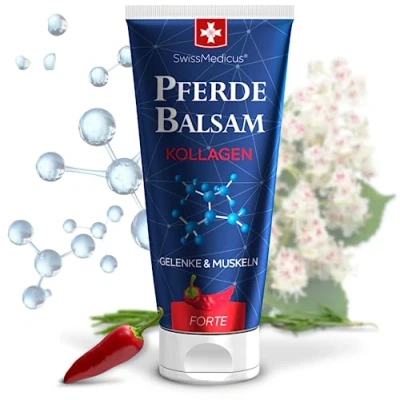 Immagine di SwissMedicus Balsamo riscaldante extra forte Con collagene ed erbe aromatiche per la cura di varie parti del corpo e alleviare i dolori acido ialuronico, 200 ml