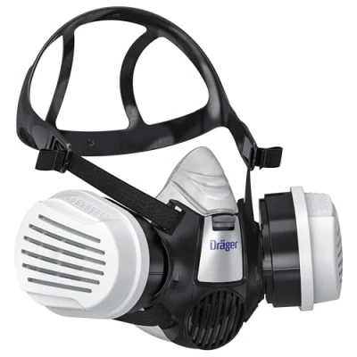 Immagine di Dräger X plore 3300 Maschera respiratoria riutilizzabile per verniciatura e pittura con filtro A2 P3, semimaschera protettiva contro gas, vapori, polveri sottili, particolati