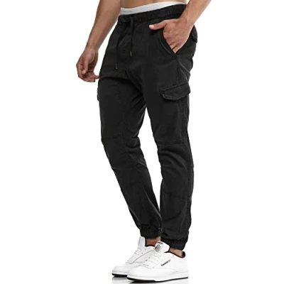 Immagine di Indicode Uomini Levy Cargo Pants Pantaloni in Cotone con 6 Tasche Black 3XL
