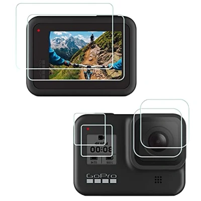 Immagine di Pellicola salvaschermo per GoPro Hero 8 Black, proteggi schermo + obiettivo in vetro temperato frontale HD [2 set] HUIPPUXIANG