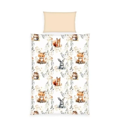 Immagine di Herding babybest biancheria da letto Little Forest, federa circa 40x60 cm, copripiumino 100x135 con abbottonatura e inserto alberghiero, 100% cotone, flanella