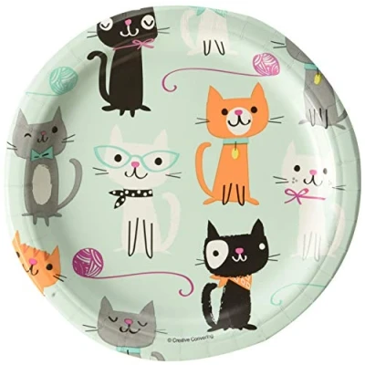 Immagine di Creative Convertting Piatto 18 Cm Gatti Purrfect Party, Multicolore, 8C328595