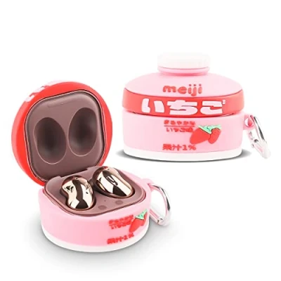 Immagine di XMBYGY Custodia per auricolari in silicone con portachiavi progettata Samsung Galaxy Buds2 Pro (2022), Buds 2 (2021), Live (2020) (PotatoChips)