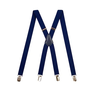 Immagine di Olata Bretelle Sottili a Forma di X, Unisex, Regolabili, Elastiche, con Clip in Metallo, 2,5 cm. Blu Reale