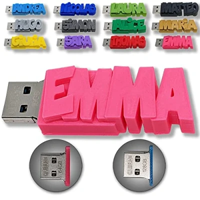 Immagine di Chiave USB personalizzata con il tuo testo (64 GB e 128 GB) un regalo personalizzabile, originale unico 3.0