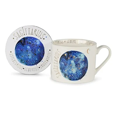 Immagine di Pyramid International GP86064 Summer Thornton Set di tazze in ceramica con sottobicchiere, confezione regalo, motivo: Sagittario, capacità 325 ml