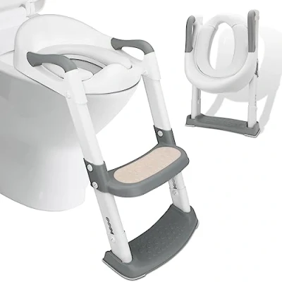 Immagine di Royouzi, Bambini WC Vasino Riduttore Water, Portatile Pieghevole Sedia Cuscini da Viaggio, Regolabile Scaletta a Gradini Larghi, Toilette Trainer per V,U,O