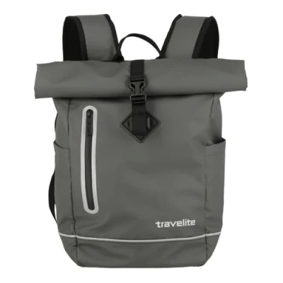 Immagine di travelite Zaino da Bicicletta in Materiale Impermeabile, Serie di Valigie Basics Telonato A Avvolgibile Pratico Giorno con Catarifrangenti, 48 cm, 19 L, Grigio (Antracite)