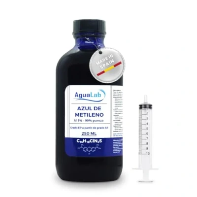 Immagine di Agualab Blu Metilene, Soluzione all&#039;1%, 250 ml, 99% Purezza, con siringa dosatrice