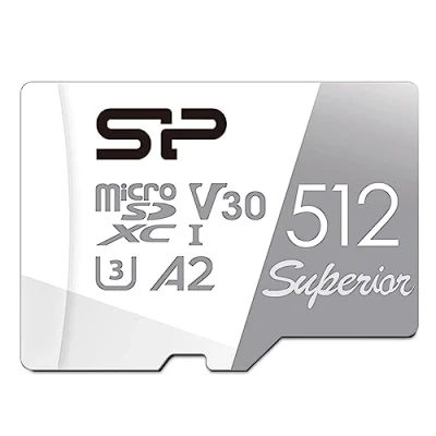Immagine di Silicon Power 512GB Superior Micro SDXC UHS I (U3), V30 4K A2, Compatible with GoPro Hero 9 High Speed MicroSD Card Adapter