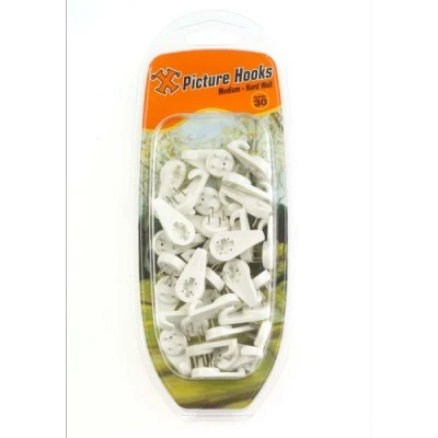 Immagine di X&#039; Ganci da parete robusti in nylon, dimensione media, colore: Bianco (confezione 30)