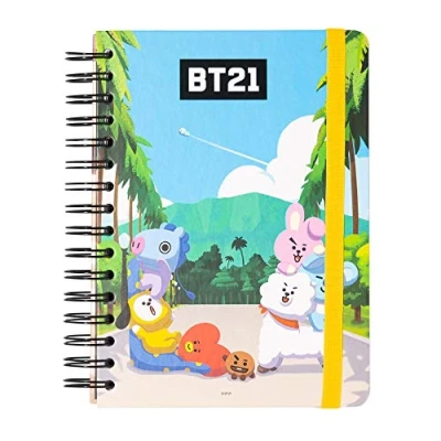 Immagine di Grupo Erik: Bullet Journal BT21 Quaderno A5 Ad Anelli 180 Pagine Con Copertina Rigida, Chiusura Elastica, Carta D&#039;avorio Di Alta Qualità E Puntinate, Kawaii