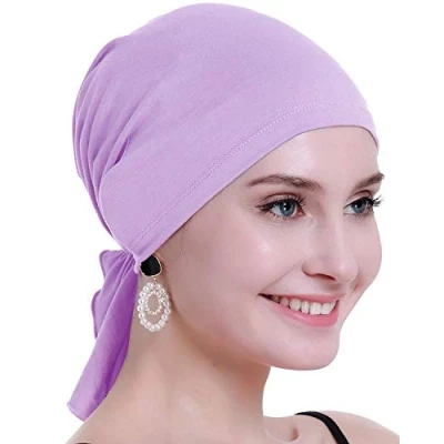 Immagine di osvyo Copricapo in bambù per chemioterapia, da donna, perdita di capelli, turbante infilare, confezione sigillata, BAMBOO VIOLA CHIARO, Taglia unica