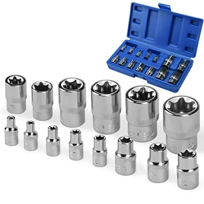 Immagine di oumuik Set di 14 bussole Torx E4 E24 su guida 1/4 &quot;1/2&quot; 3/8&quot; E Type dado inserto