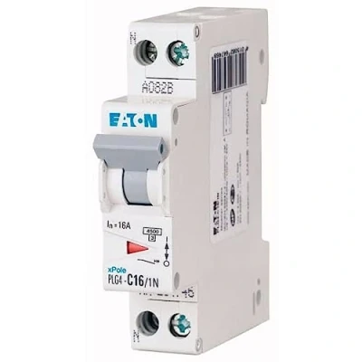 Immagine di EATON 264746 PLG4 C16/1N DISJONTORE MODULAARE PH/N Bianco MANETTA GRIGIO 1P+N / 16A Curva C Connessione a vite