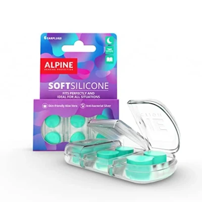 Immagine di Alpine SoftSilicone Tappi in silicone modellabili per le orecchie Attenuazione 28dB Ideali ridurre i rumori durante la concentrazione, dormire, e piscina Scatola da 6