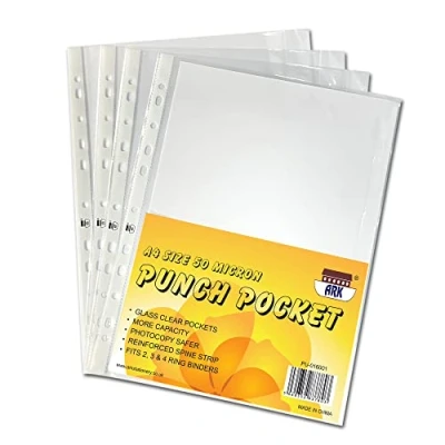 Immagine di Ark Buste perforate, formato A4, 40 micron, confezione da 100