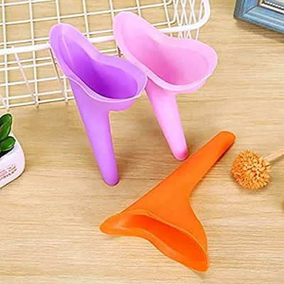 Immagine di Orinatoio Donne,3 PCS Imbuto per Pipi Viaggio Minzione Femminile Silicone Portatile Riutilizzabile Pipì Viaggi Campeggio