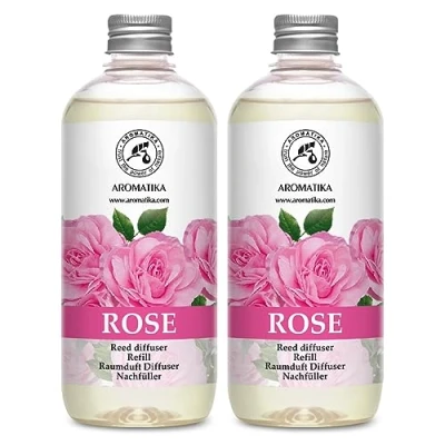 Immagine di Ricarica Diffusore Profumato Set Rosa 2x500ml Fragranza per la Casa Fresca Deodorante Ambienti Aromaterapia Aromatizzatore d&#039;Aria Interni Canna Profumata