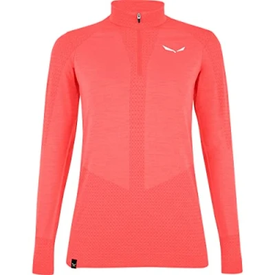 Immagine di Salewa ZEBRU MED WARM AMR W 1/2Z TEE. Base Layer Top Donna Fluo Coral S