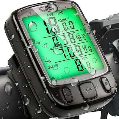 Immagine di Retoo Computer da bicicletta con tachimetro bicicletta, contachilometri 25 funzioni, impermeabile, display LCD retroilluminato, multi funzione, ciclista, nero