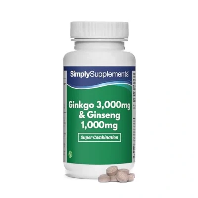 Immagine di Ginkgo Biloba e Ginseng Coreano 360 Compresse Adatto ai vegani SimplySupplements